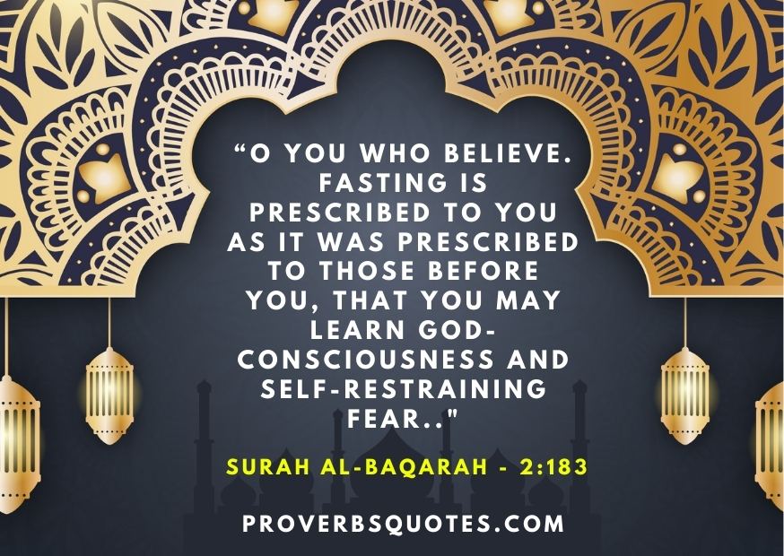 O you who believe. Fasting is prescribed to you as it was prescribed to those before you, that you may learn God-consciousness and self-restraining fear
