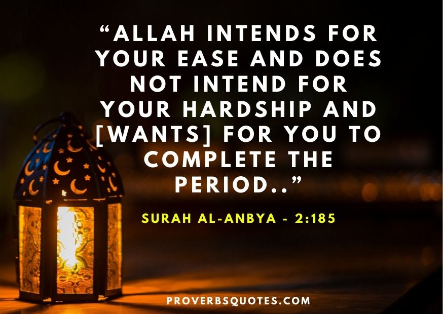 Allah intends for your ease and does not intend for your hardship and [wants] for you to complete the period.