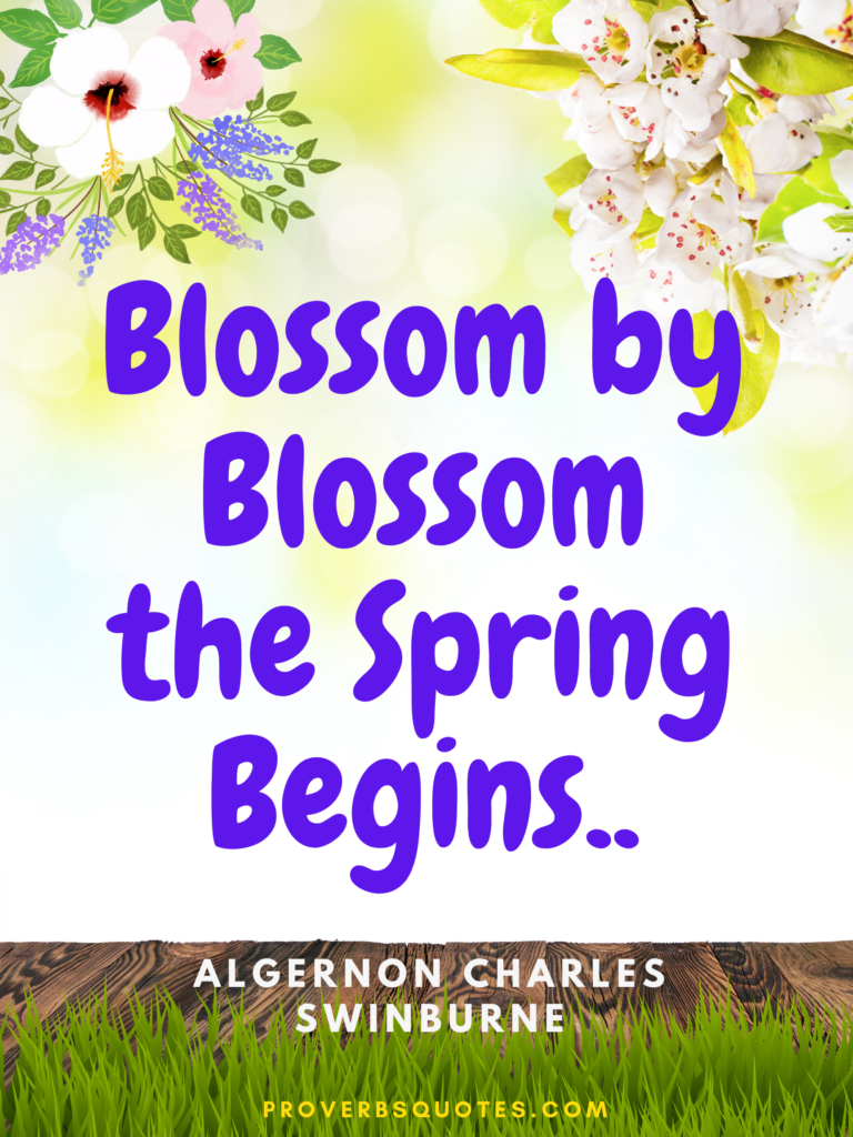 Blossom by blossom the spring begins.