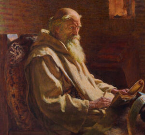 The Venerable Bede Translates John" by James Doyle Penrose (1862-1932) Inset from "The last chapter (Bede)", exhibited at the Royal Academy (1902)