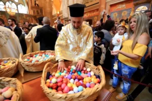 egg distributed in church